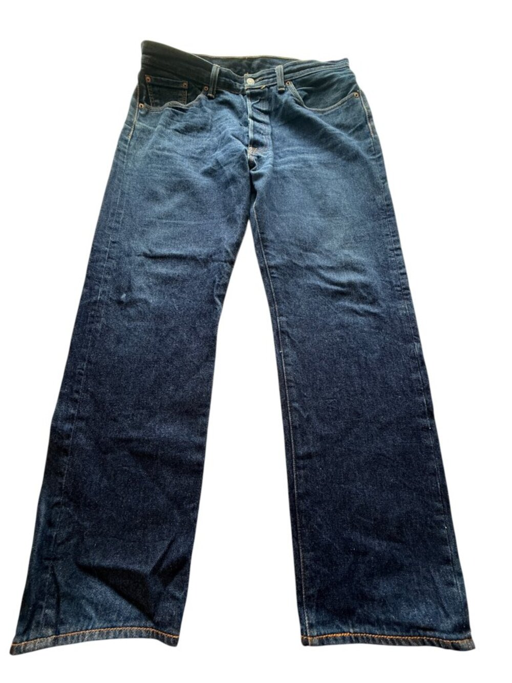 Levis 501 Jeans Dark Wash Button Fly Jeans Mens 35x29 (Tag 35x32) Western Worn